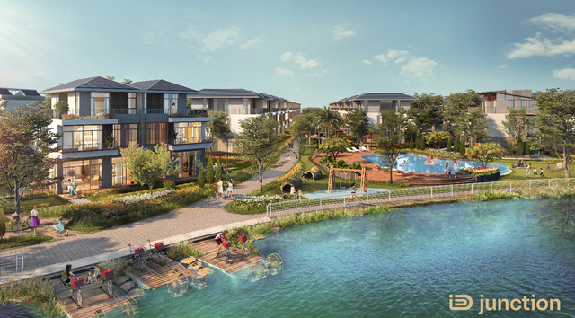 Những căn nhà song lập và đơn lập nhìn ra hồ Cầu Vồng ở iD Junction