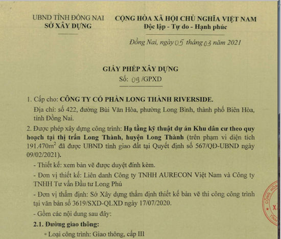 Giấy phép xây dựng dự án 